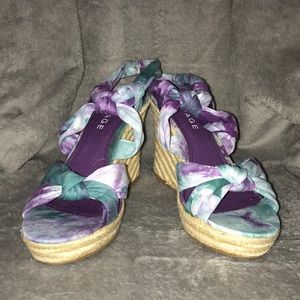 Tie dye wedged heels